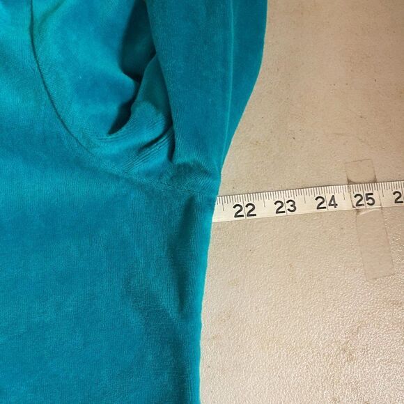 South Pint Janttzen 70s vintage Green/Blue velour Sweatshirt Top M - Picture 8 of 9